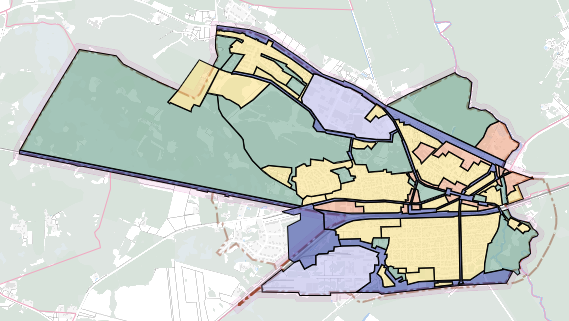 Kehtestatud üldplaneeringu joonis 3, mis väljendab kogu linna jaotumist väga erineva ruumilise ülesehituse ja erineva tulevikuga arendusüksusteks